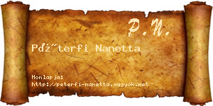 Péterfi Nanetta névjegykártya